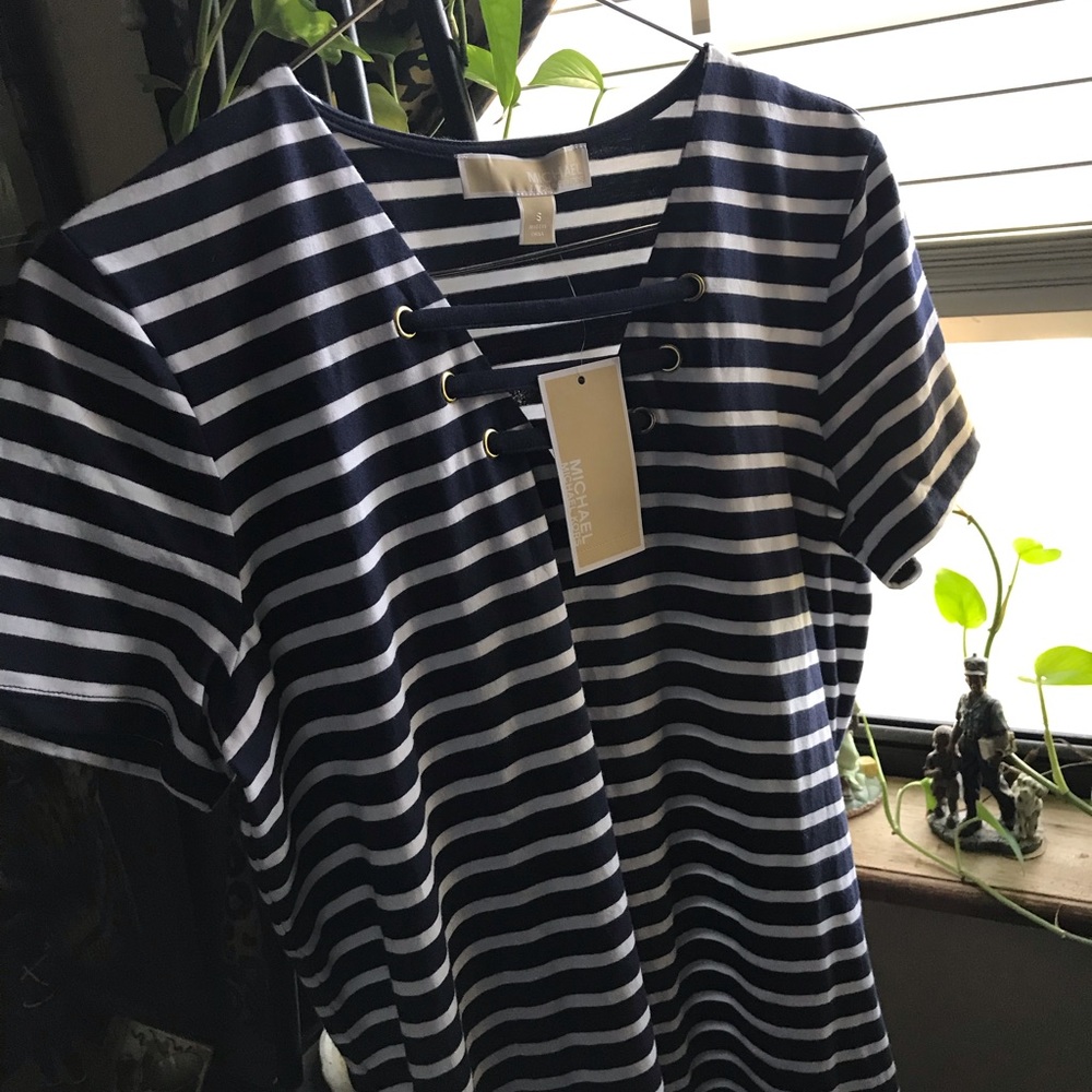 Michael Kors Dress Striped Navy Blue